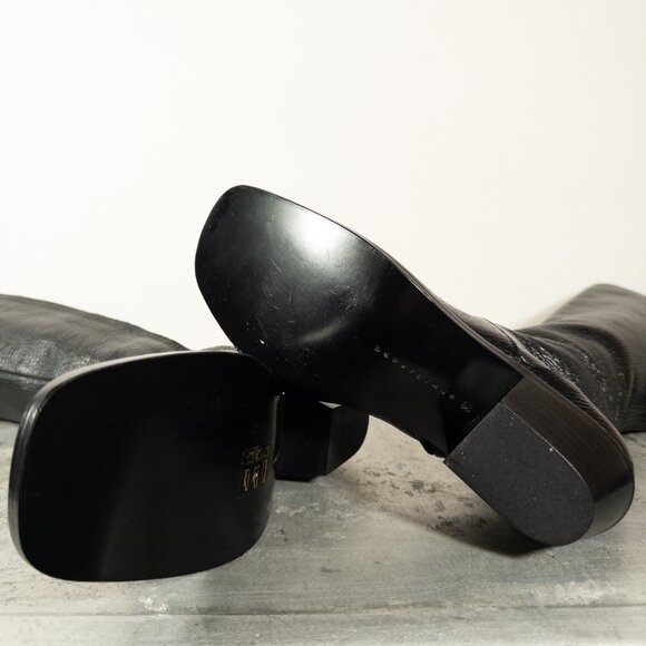 Dorateymur Luxury Tall Riding Boots Pebbled Leather Black 37 US 7 - Picture 5 of 9